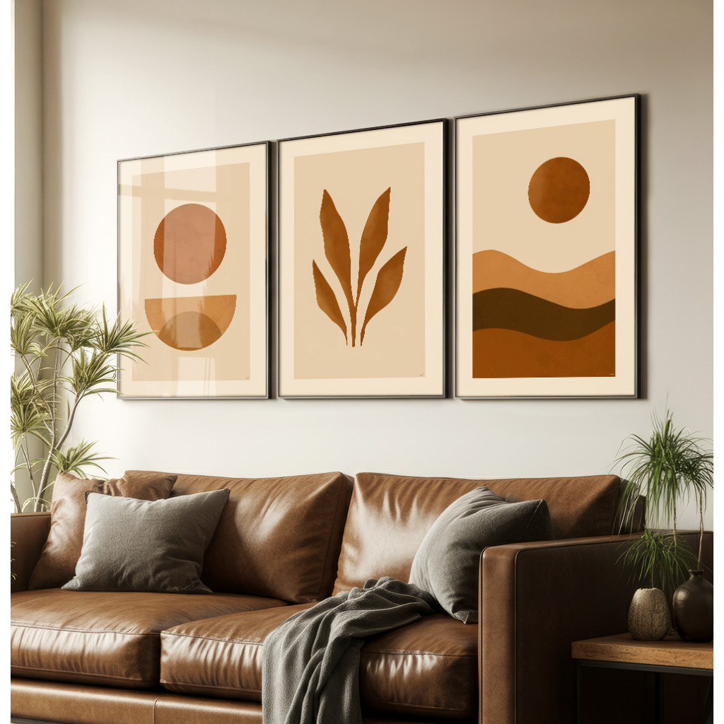 Quadro Minimalista Com Moldura Para Sala Kit 3 Quadros Decorativos Quarto Quadro Moderno Sol Terra