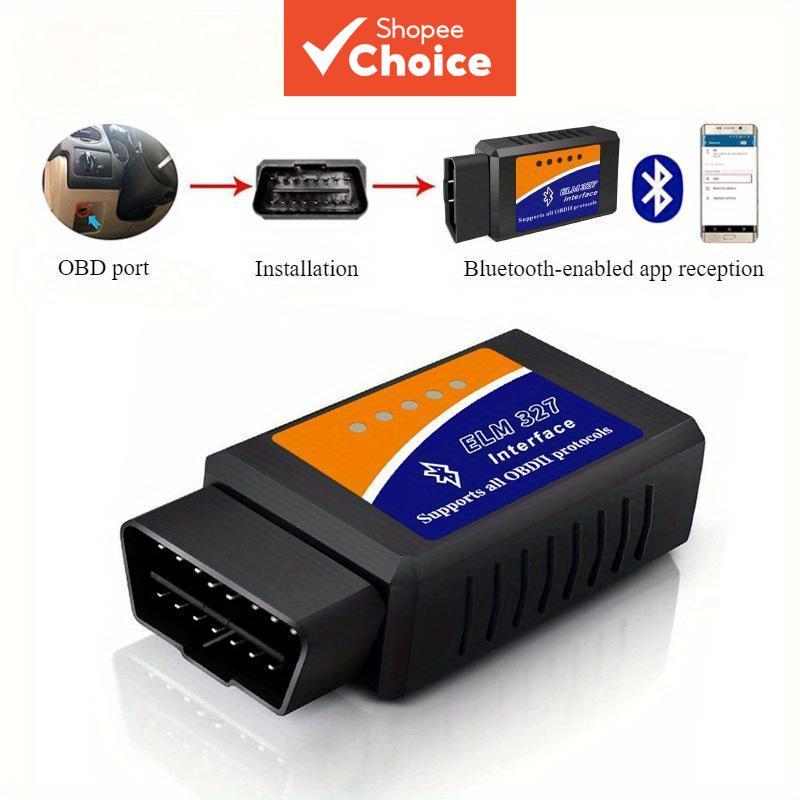 Scanner Bluetooth OBD2 ELM327 - Ferramenta de diagnóstico automotivo para verificar luz do motor, teste do sensor 02 e