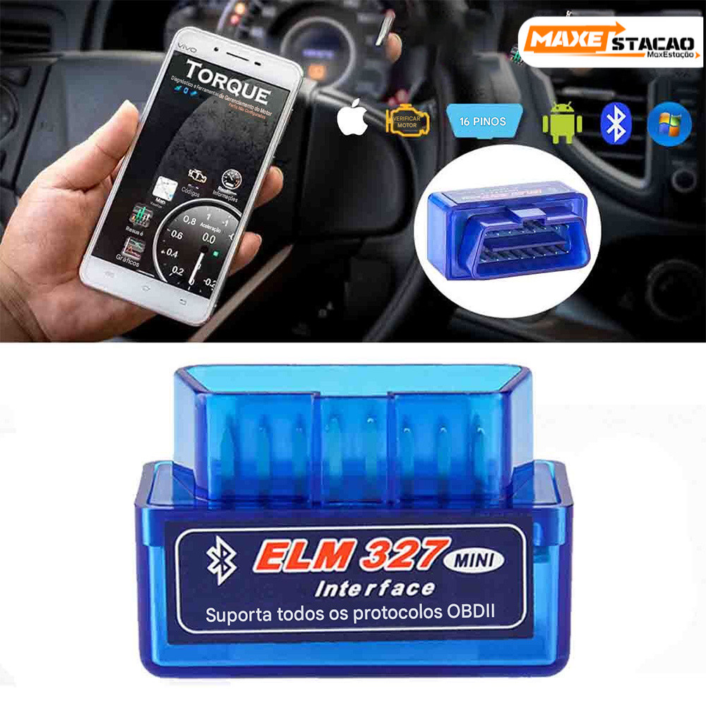 Scanner de Diagnóstico Veicular OBD2 Bluetooth – ELM327 com App Gratuito – Leitura de Códigos de Falha e Dados do Motor