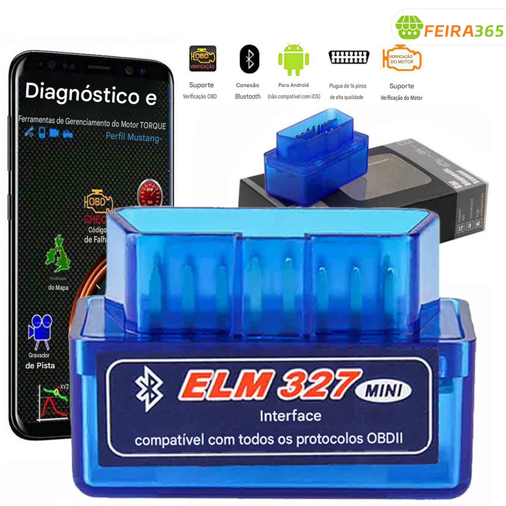 Scanner Automotivo Bluetooth OBD2 ELM327 – Mini Scanner para Android e iOS – Leitura e Limpeza de Falhas do Veículo