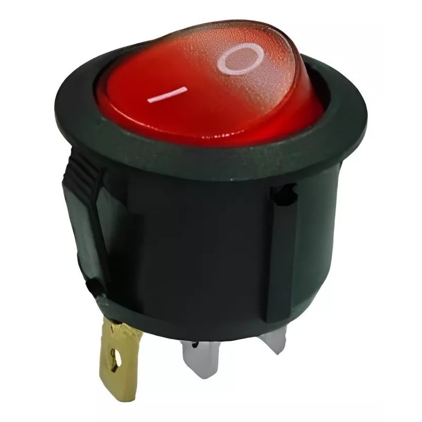 Chave Gangorra Redonda ON/OFF com LED Vermelho | 3 Terminais | 6A 250V / 10A 125V