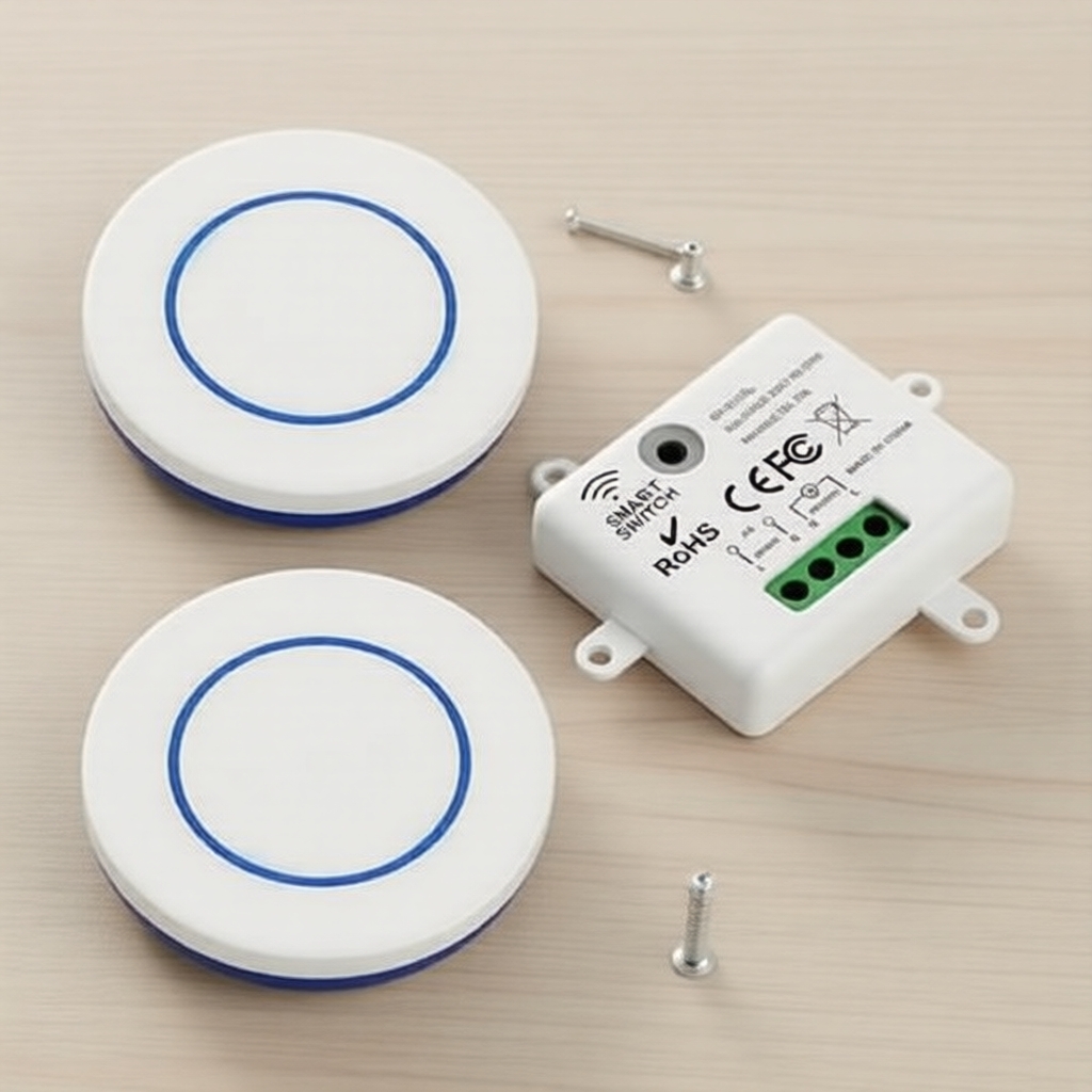 Interruptor de Painel de Parede Redondo Mini 10A-20A RF 433MHz Controle de Relé Sem Fio para Luz LED