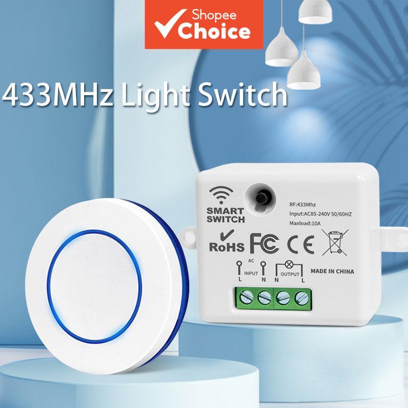 Interruptor de Luz Sem Fio Controle Remoto RF 433MHz 220V 110V Receptor de Relé 10A Para Lâmpada LED
