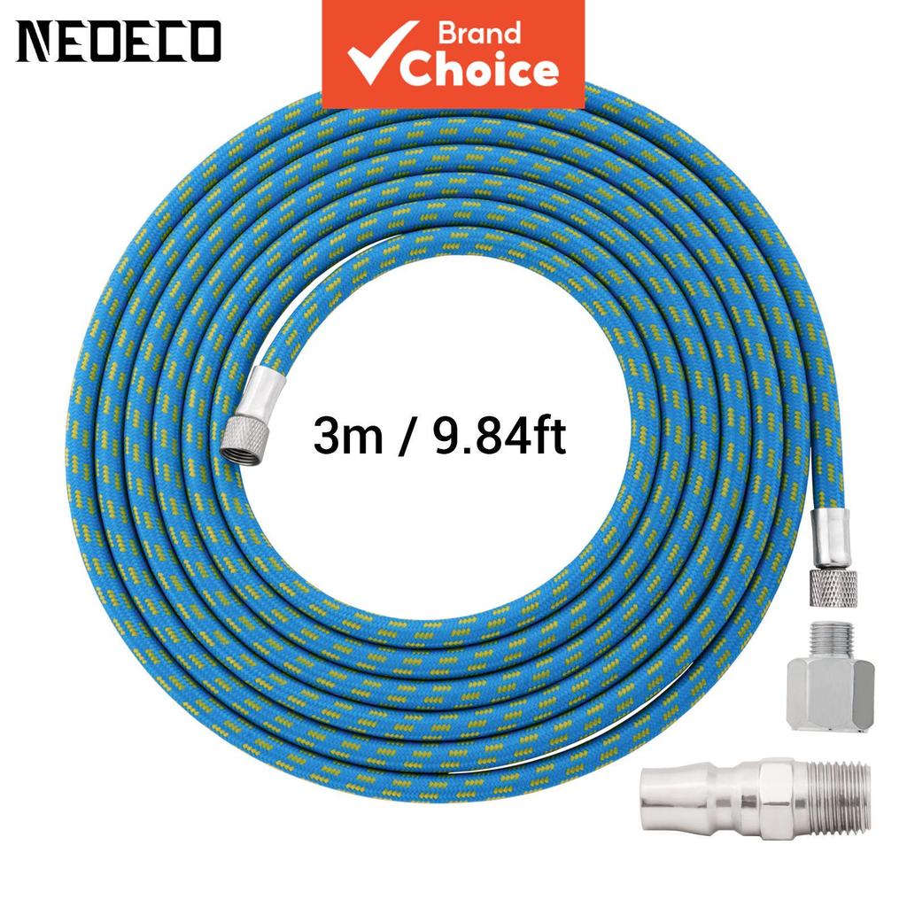 Mangueira de Ar Trançada de Nylon de 3 metros/10 pés Conector Padrão 1/8 - 1/4 Adequada para Kit de Aerógrafo 3 em 1