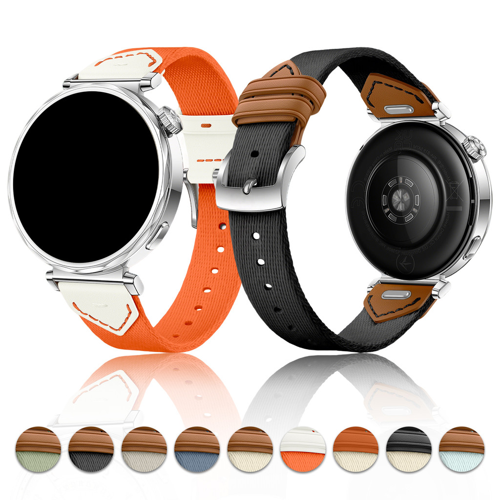 18mm Adequado para Huawei GT6/5/4 41mm Alça tipo Push Couro Nylon Sela Marrom Compatível com gt5 Pro Alça de botão compo