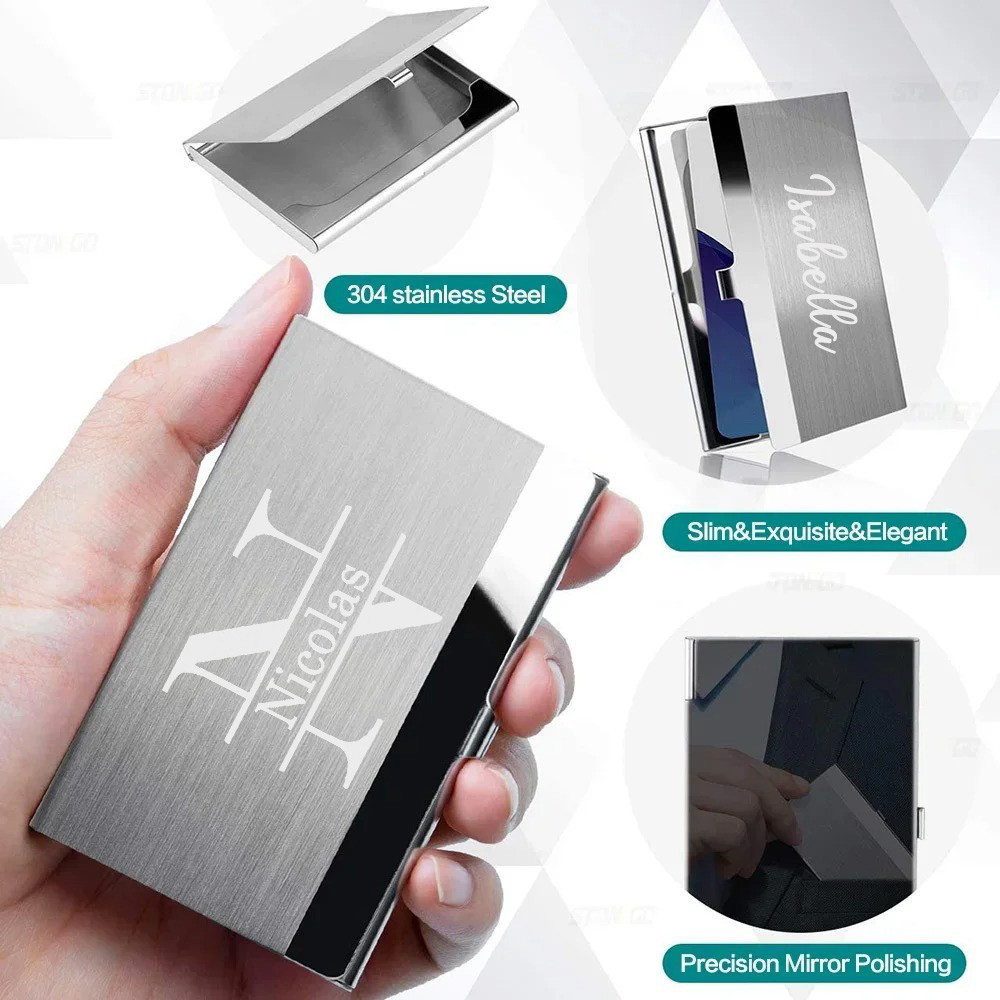 Nome Personalizado Titular Do Cartão De Visita De Aço Inoxidável Ultra-Fino Metal Bolso Caso De Para Homem E Mulher Cart