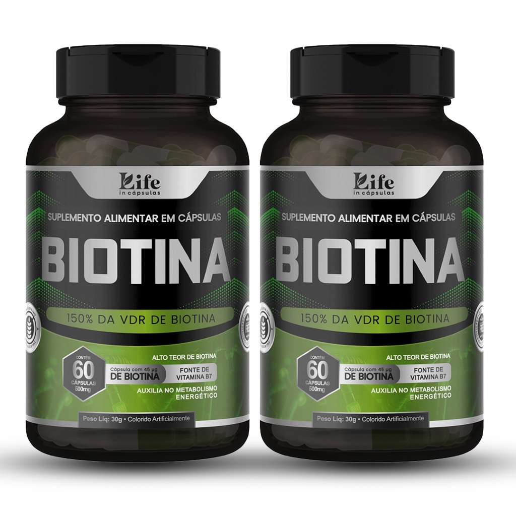 Biotina Life In - 120 Capsulas - Cabelos Unhas e Pele Fortes | Biotina, Colágeno.
