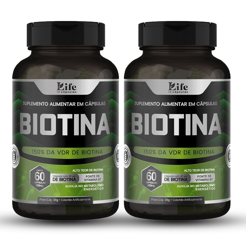 Biotina Life In - 120 Capsulas - Cabelos Unhas e Pele Fortes | Biotina, Colágeno  Envio Rápido