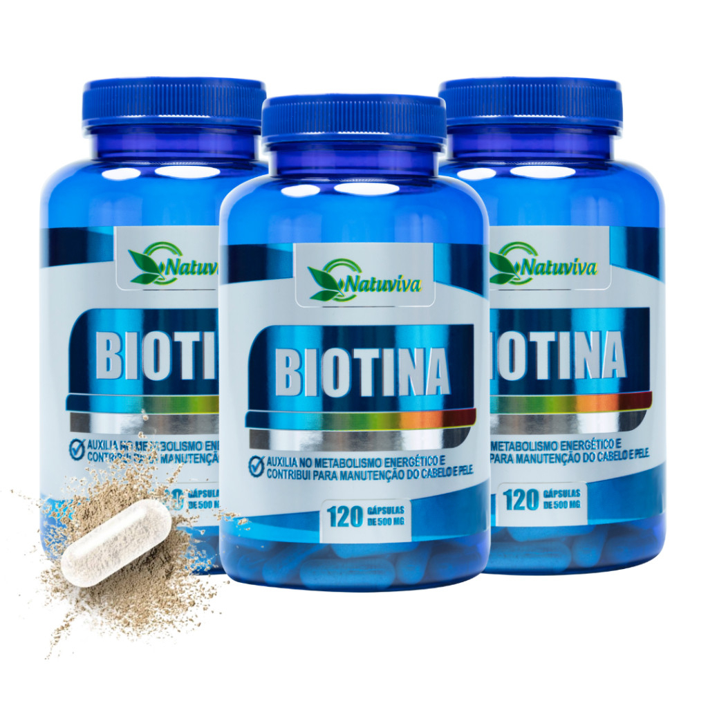 Natuviva Biotin | Cabelos Fortes, Pele Saudável e Unhas Resistentes | 120 Cáps 500mg