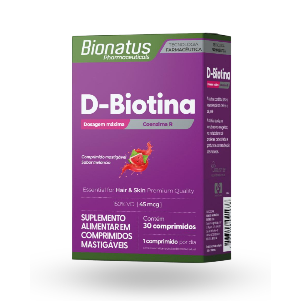 D-Biotina | Bionatus | Cabelos F.ortes, Unhas Resist.entes e Pele Saud.ável!