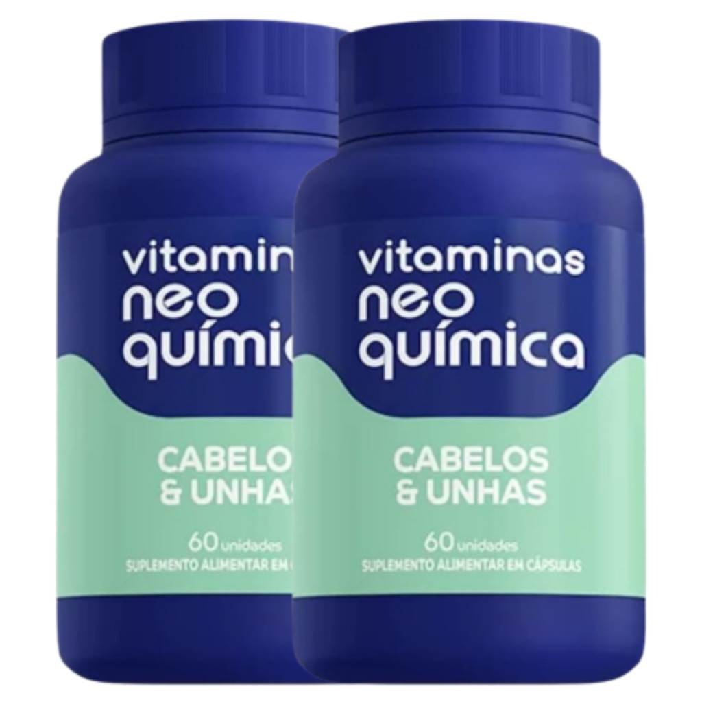 Kit 2 Cabelos e Unhas Fortes com Neo Química – Polivitamínico 60 Cápsulas