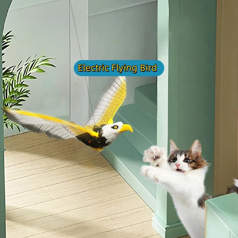 Pássaro Interativo Simulação Brinquedos Elétricos Pendurado Águia Gato Provocação Jogo Vara Zero Corda Gatinho Do Cão