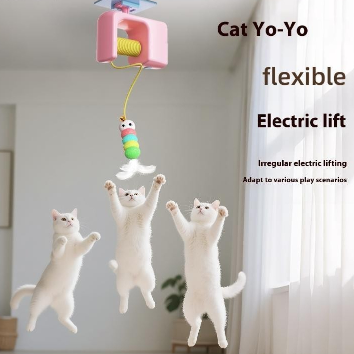 Brinquedo inteligente para gatos com corda elástica giratória elétrica para pendurar em portas