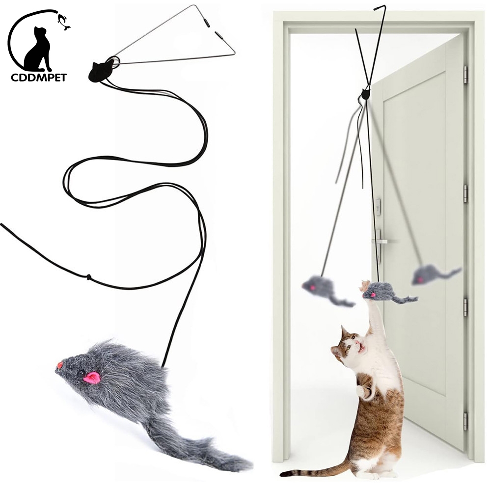 Brinquedo Interativo Gatos De Retráctil Corda Pendurado Simulação Ratos Brinquedos