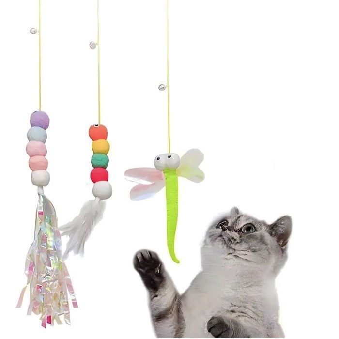 3 Brinquedo para Gato elástico para Porta Suspenso Pendurar Na Porta Elástico Interativo puxa puxa