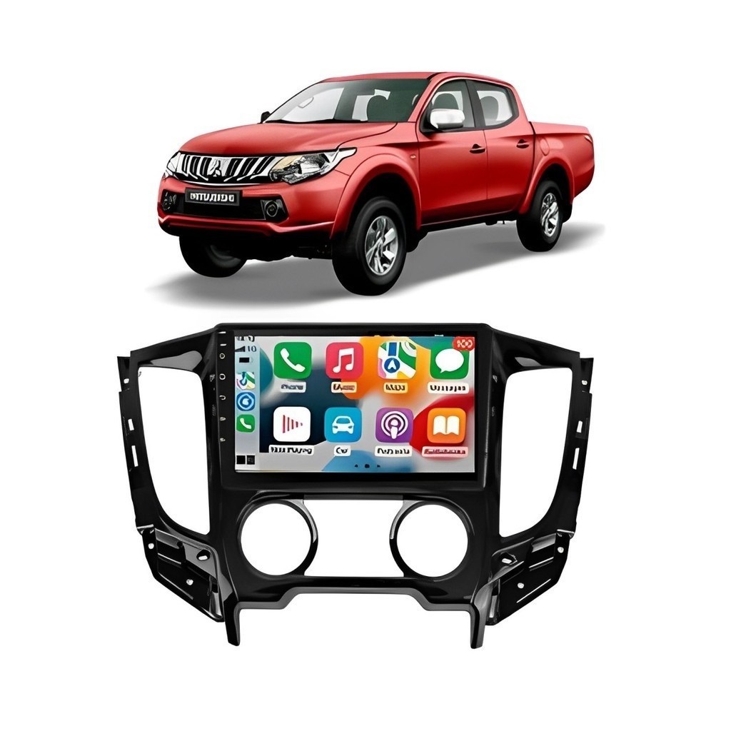 Kit Multimídia L200 Triton Sport 2016 / 2024 GL GLS Ar Analogico 9 Pol Android Carplay 2/32GB - Roadstar 915BR