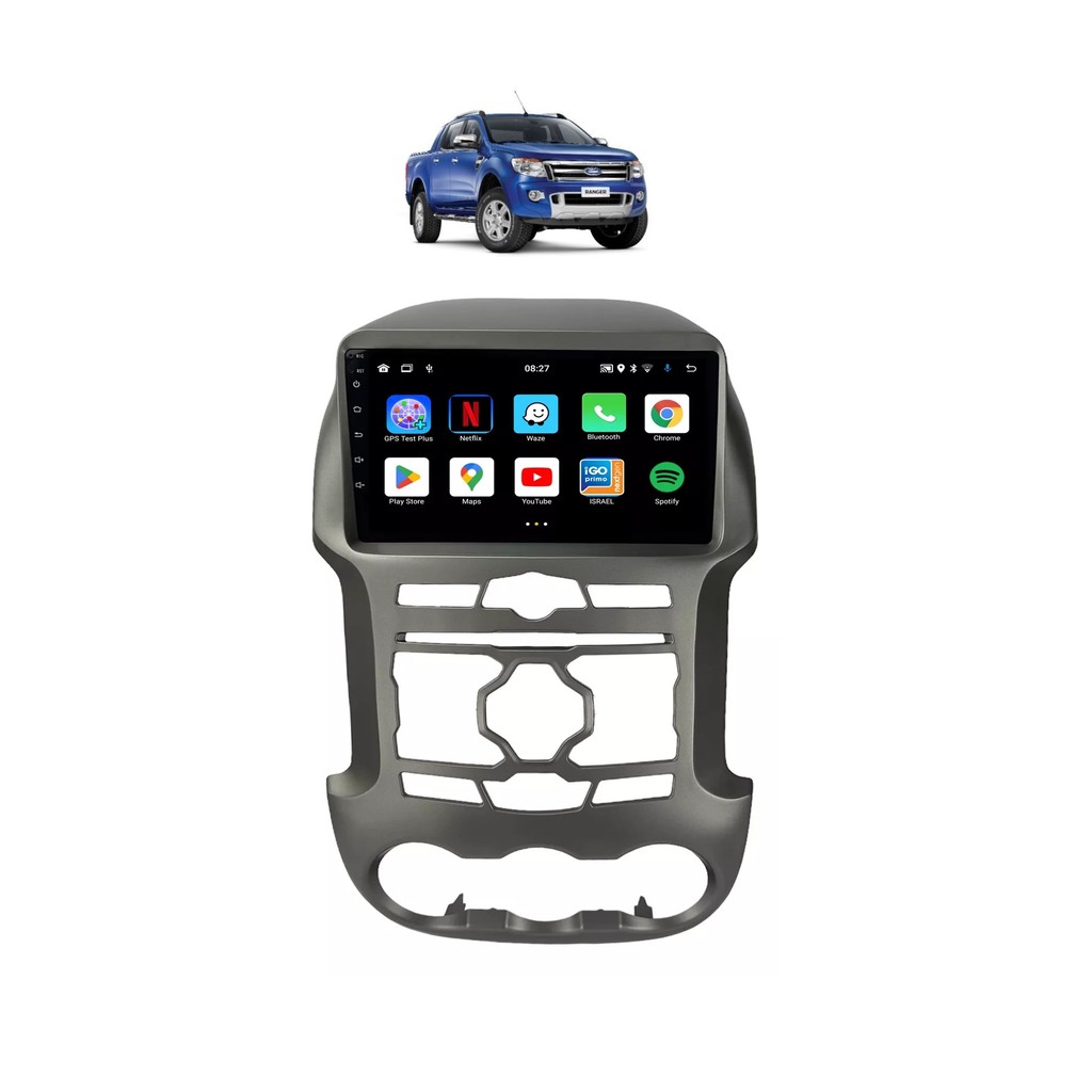 Kit Multimídia Ranger 2012 / 2016 Luxo 9 Pol Android Carplay Gps 2/32GB - 915BR ROADSTAR