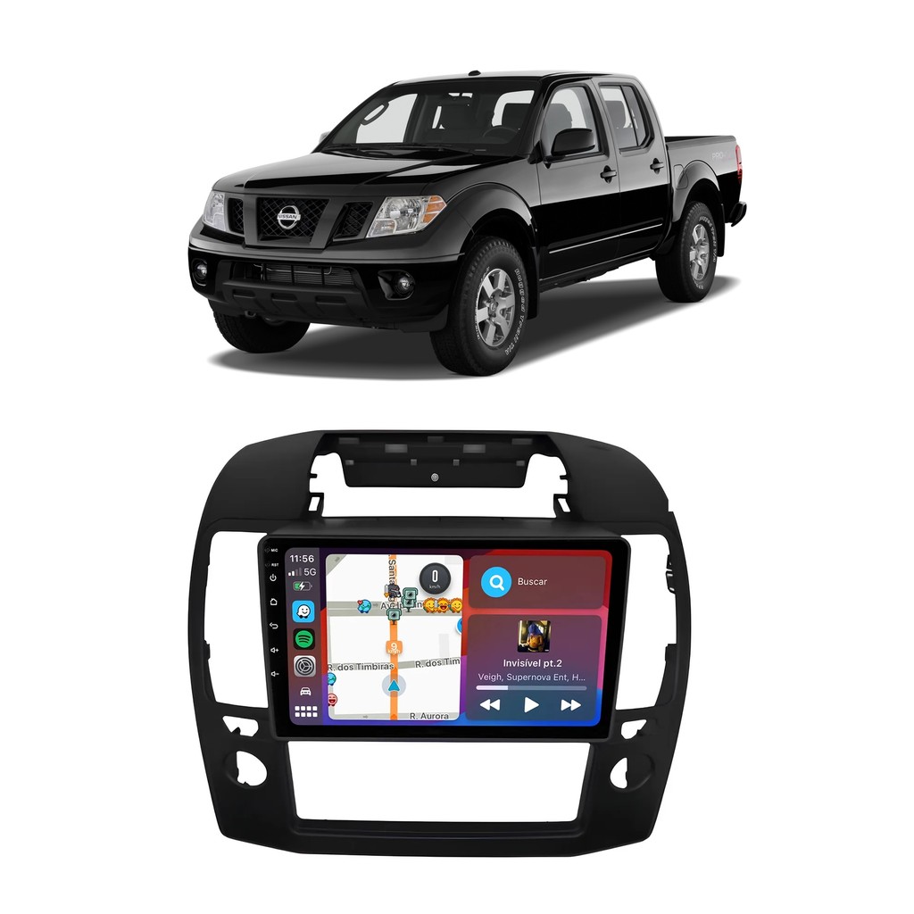 Kit Multimídia Frontier 2006 / 2016 9 Pol Android Carplay Gps 2/32GB - 915BR ROADSTAR