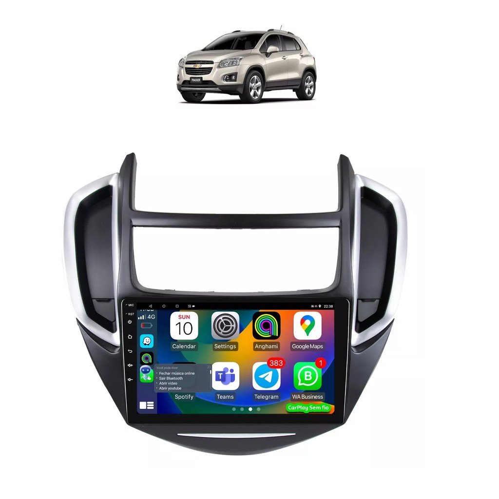 Kit Multimídia Tracker LTZ 2014 / 2016 9 Pol Android Carplay Gps 2/32GB - 915BR ROADSTAR