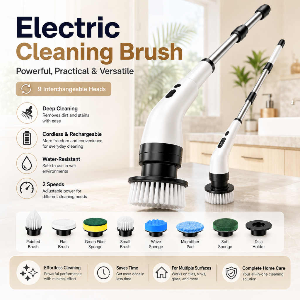 Electric Cleaning Brush 5 In 1 Cordless Rotating Scrubber Portable Multi Purpose Cleaner For Home