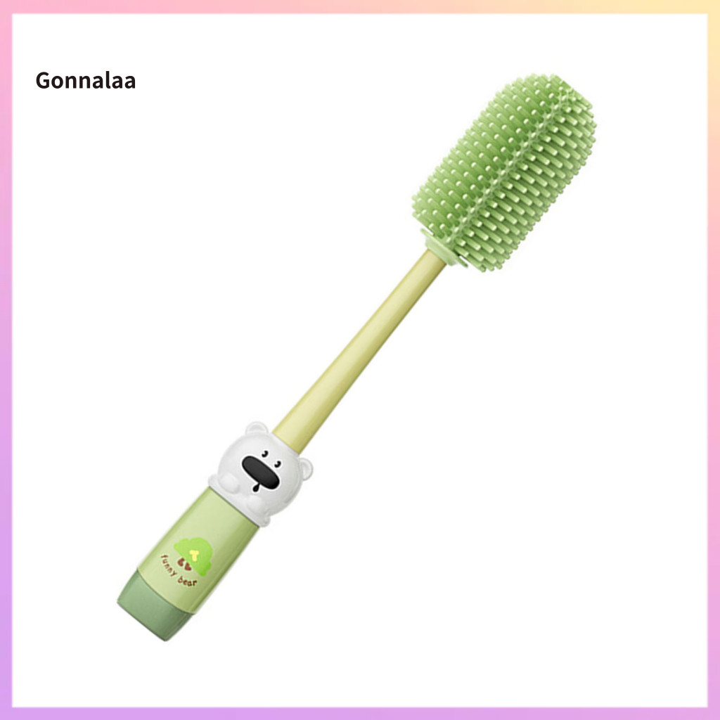 Brush Set with Anti-slip Bear Handle – Silicone Bottle Nipple Straw Cleaner for Baby Feeding Easy Grip Multi-purpose K