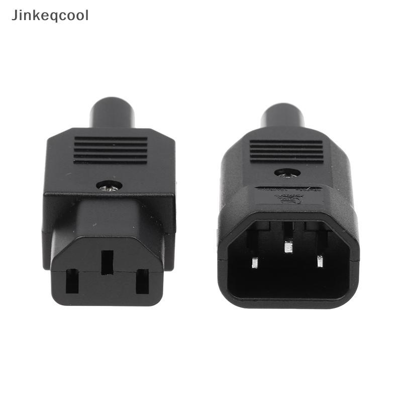 Jqbr 1 Peça 16A 250V Conector De Cabo Reto C13 C14 Plugue Macho Fêmea Alimentação Reutilizável 3 Pinos AC Soet Industria