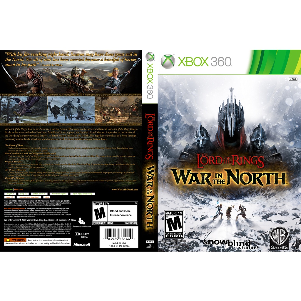 Lord Of The Rings war in the north P/ XBOX360 (LTU/LT/JTAG/RGH)