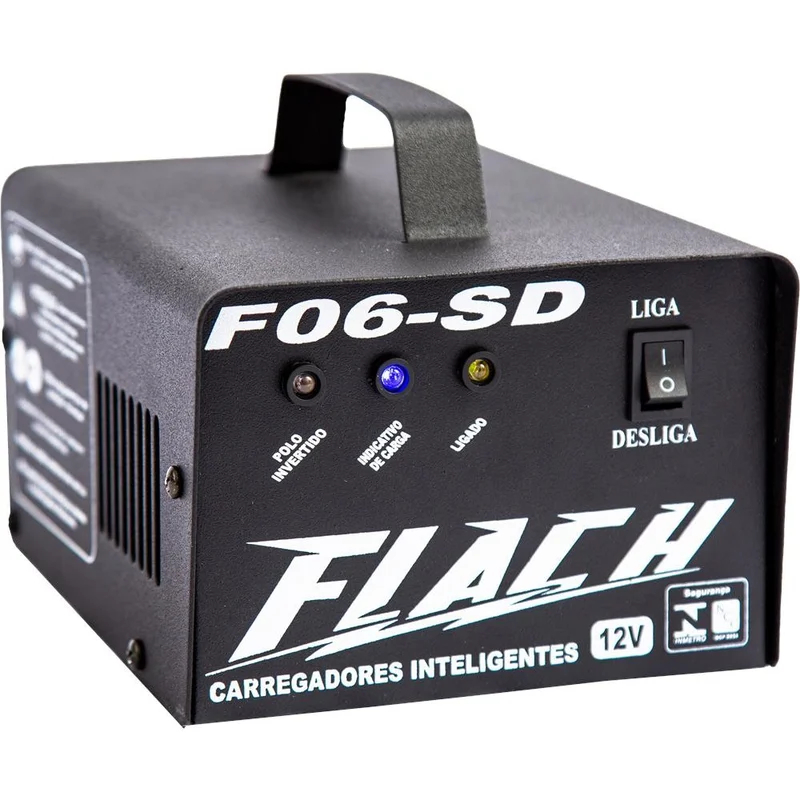 CARREGADOR DE BATERIA INTELIGENTE AUTOMOTIVO FLACH F06SD 6A PICO BIVOLT AUX PARTIDA 12V