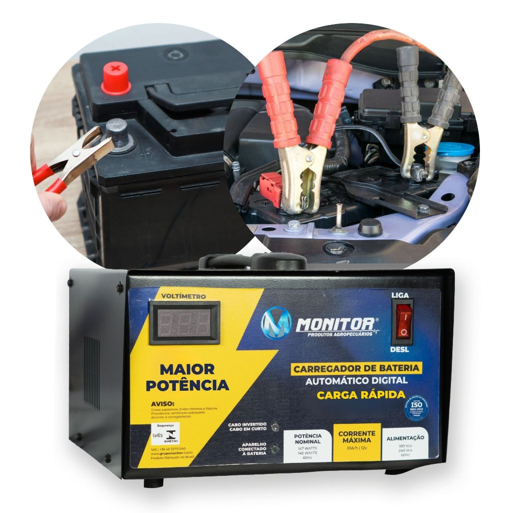 Carregador de Bateria 10 AH CM10-A 12v  c/ Auxiliar Partida