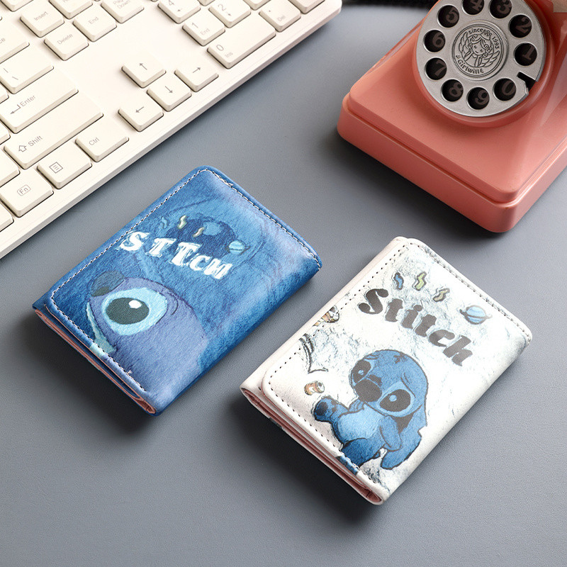 Stitch carteira curta 2024 novo estilo curto moeda bolsa titular do cartão estudante bonito Original pequeno 30% de desconto
