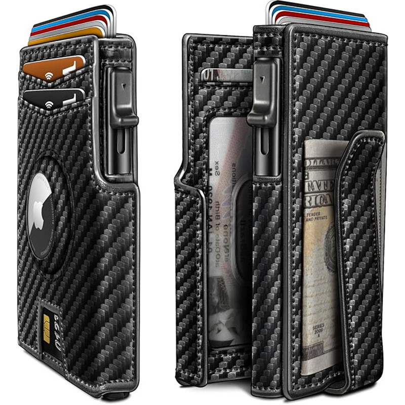 Titular do cartão masculino Ultra-fino couro genuíno rfid Anti-roubo escova grande capacidade diário Commuter armazename