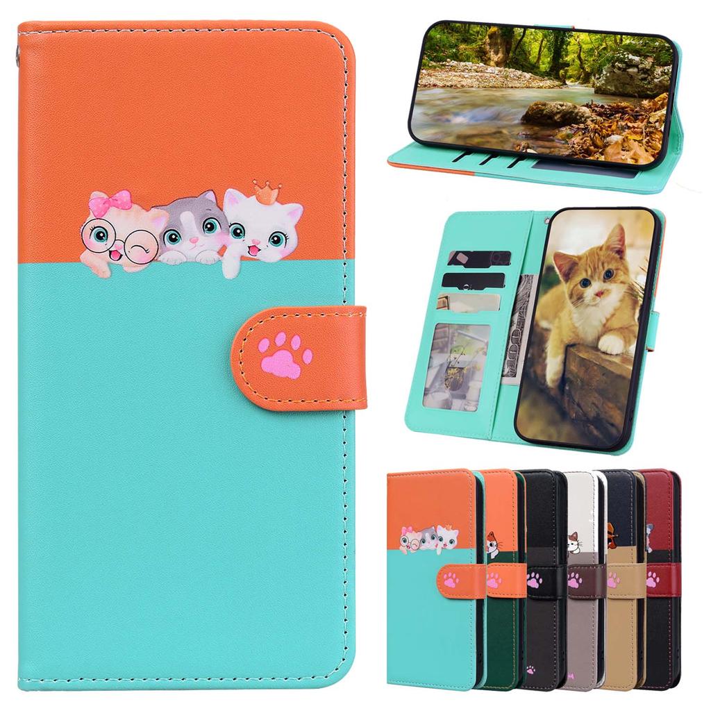 Bonito Animal De Estimação Carteira De Couro Flip Caso Para iPhone 17 16 15 Pro Max 17 Ar 16e 16 Plus 15 Titular Do Cart