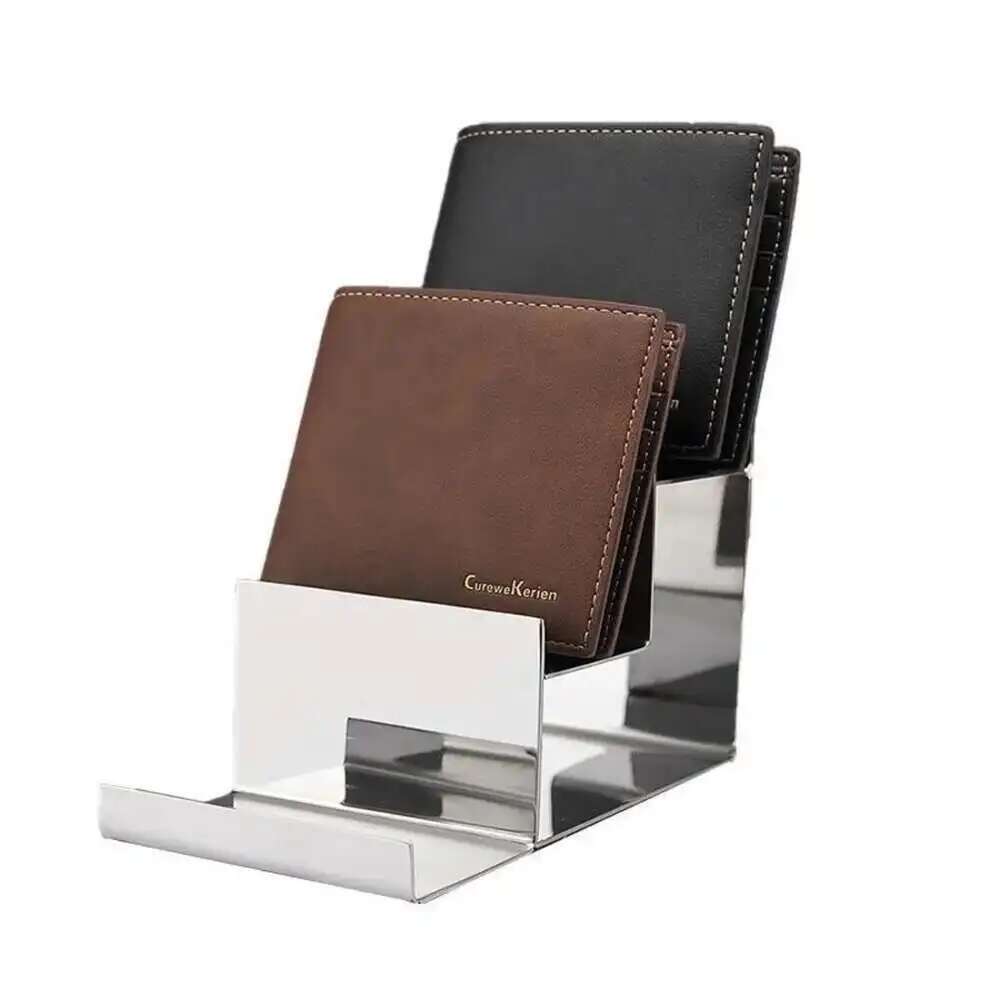 Aço Inoxidável 3-Tier Bolsa Expositor Ouro Prata Embreagem Carteira Titular Armário Organizador De Varejo Rack 1 Pçs