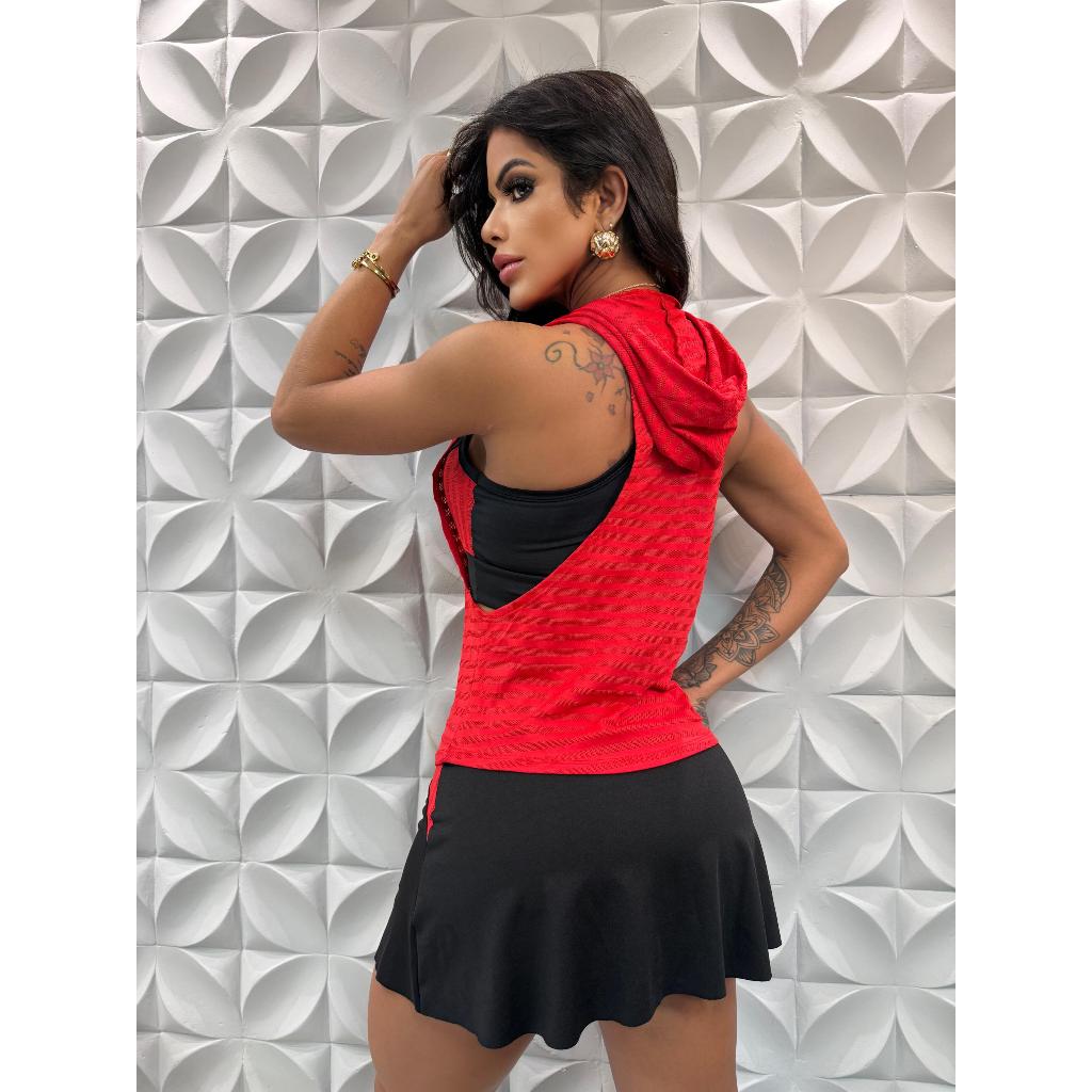 Colete Feminino Dry Fit com Capuz Poliamida