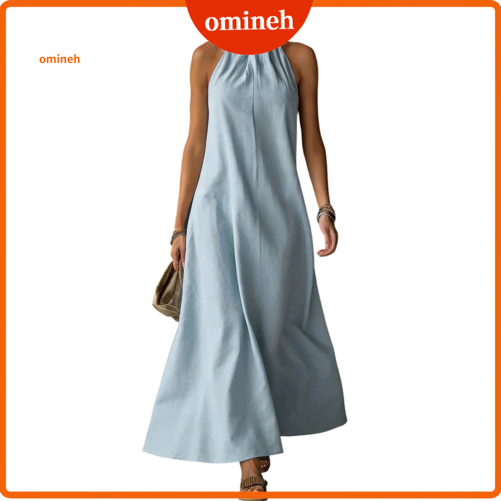 Wrinkle-resistant Dress Soft Touch Women’s Summer Maxi Halter Neck A-line Long Flowy Beach Vacation Sundress Perfect f
