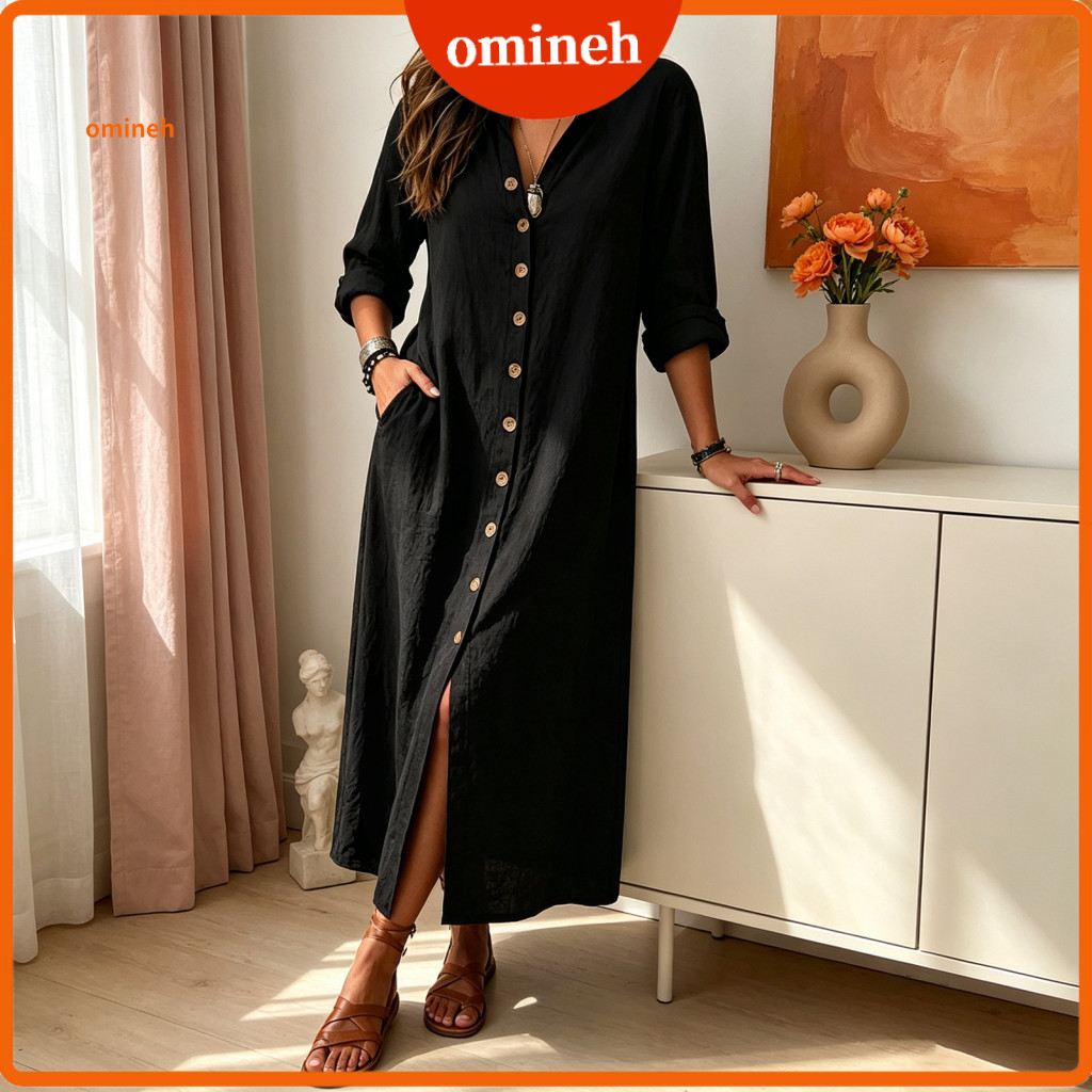 Party Dress Loose Women’s Summer Button-down Long V-neck Tunic Roll-up Sleeves Lightweight Vacation Lounge Outfit Perf