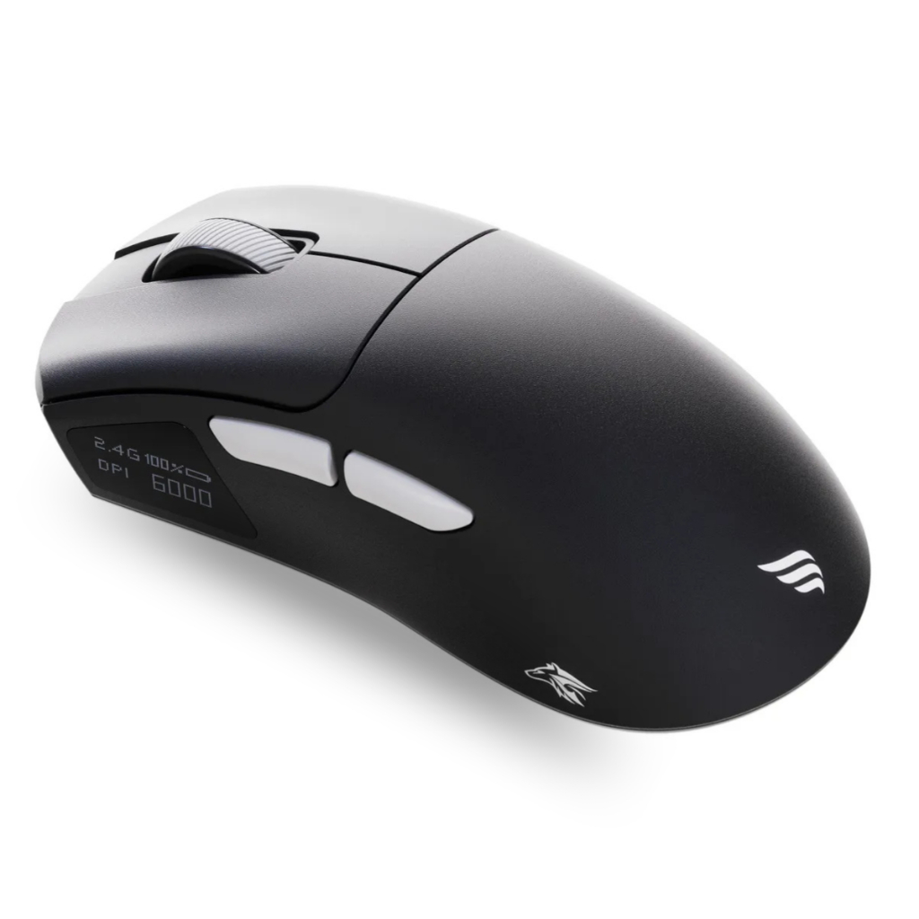 MOUSE GAMER FALLEN LOBO SEM FIO WIRELESS DUAL MODE COM DISPLAY PRETO