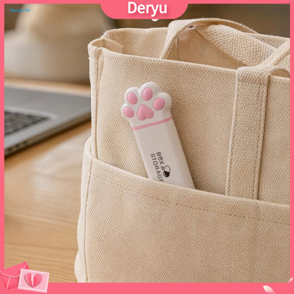 Cute Cat Paw Pill Box Portable with Design Sealed Buckle Lid Moisture-proof 3-compartment Medicine Organizer for Adults