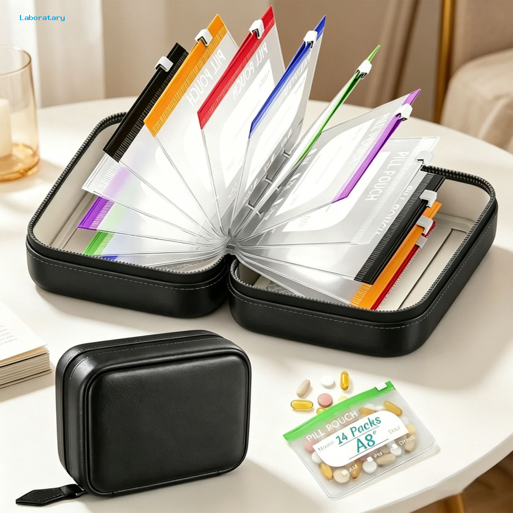 Portable Pill Storage Organizer Bag Waterproof Travel Set with Zipper – Medicine Clip Box for Outdoor Use and Cross-bo