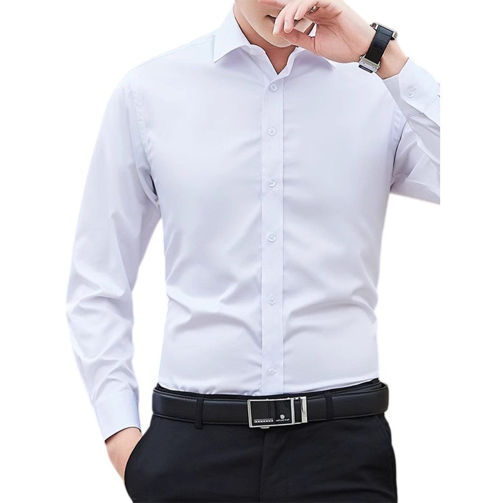 [Professional shirt]Casual shirt Work shirt Trendy anti-wrinkle breathable solid color long-sleeve men's business profes