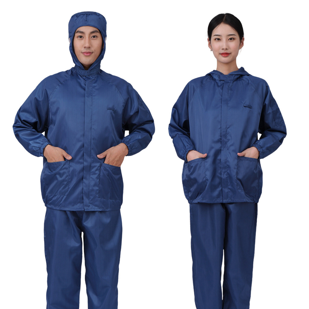 Azul marinho anti-poeira Split com capuz workwear terno anti-poeira roupas antiestáticas sem poeira fábrica oficina work