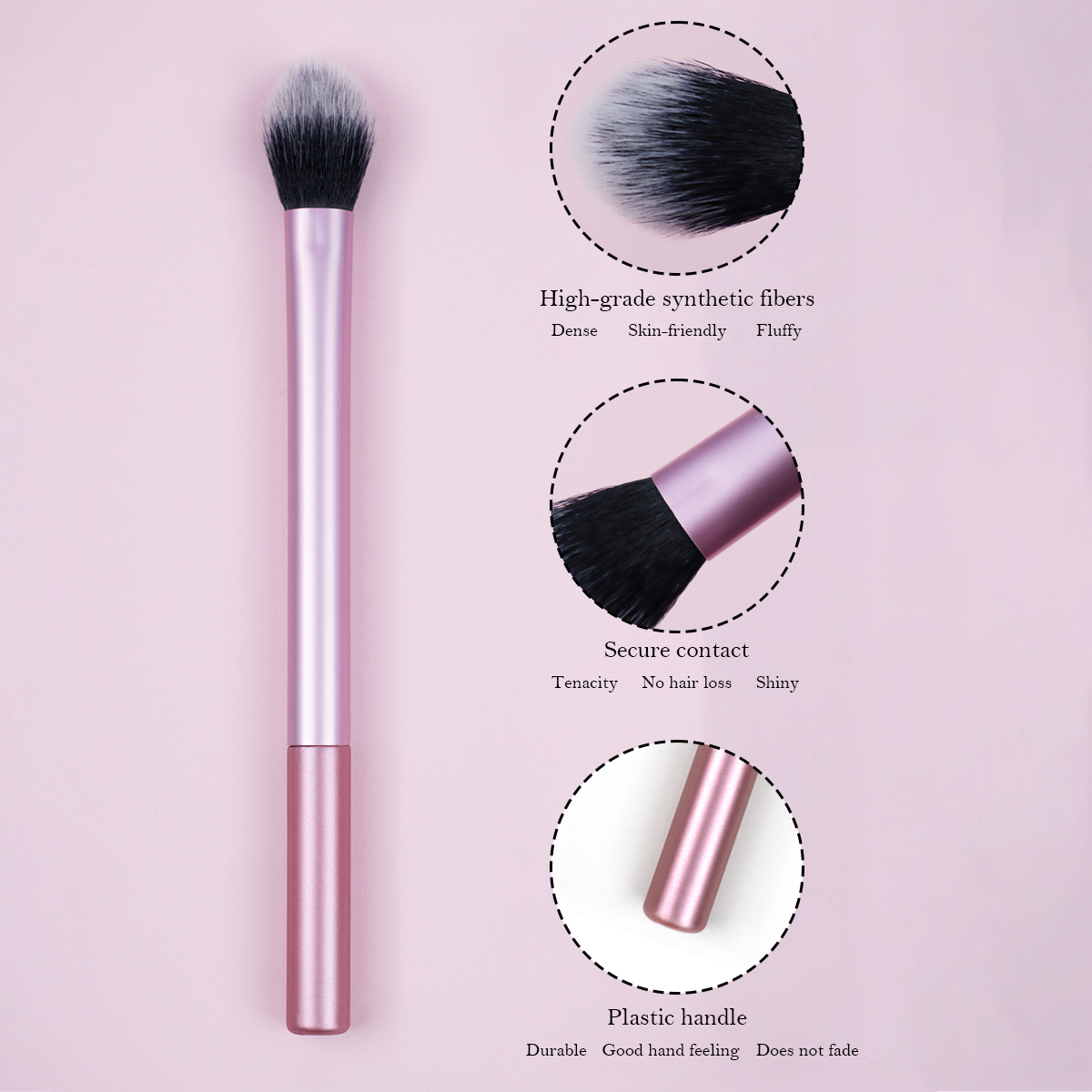 Pincel De Maquiagem Para Viagem Pink Flame Blush E Iluminador 1 Unidade