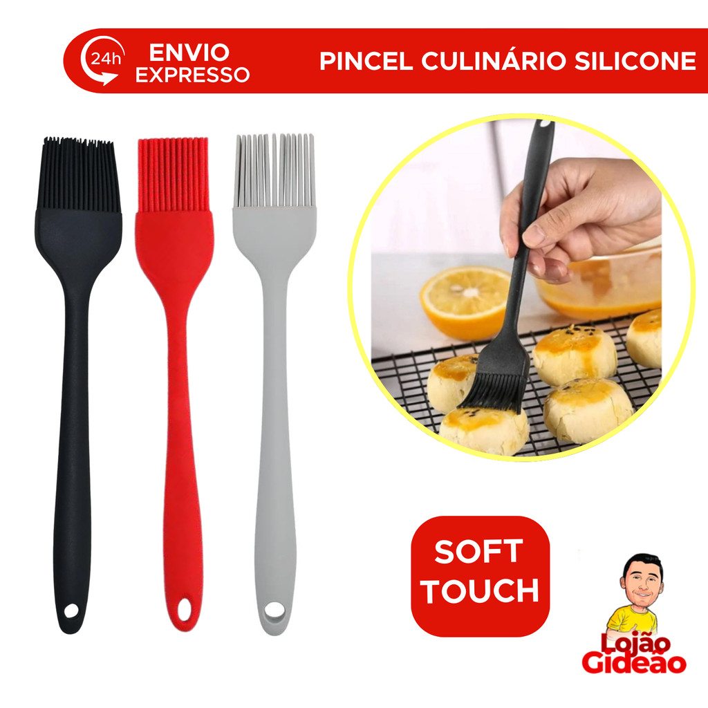 Pincel Em Silicone Para Untar E Pincelar Alimentos 32cm Confeitaria Cozinha