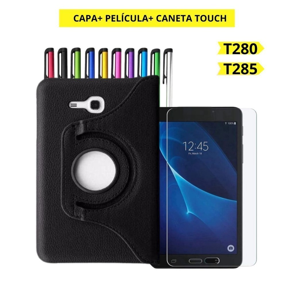 Capa Giratória+ Pelicula de Vidro+ Caneta Touch Para Tablet Samsung Galaxy Tab A SM-T285/T280 8GB 3G 4G 7
