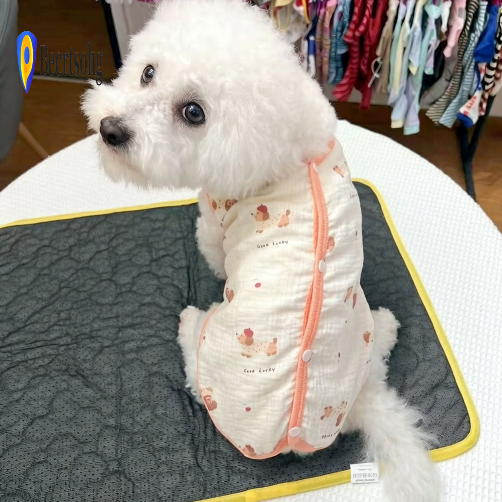 Simple Design Pet Clothing T-shirt Cotton Dog for Small Dogs Cute Bear Puppy Print Vest Breathable Summer Outfit with Cl