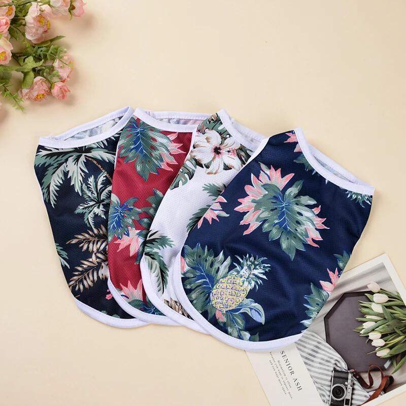 Summer Dog Vest Clothes For Small Medium Dogs Cats Breathable Hawaiian Beach Style Puppy T-shirt  Chihuahua Yorkshire Pu