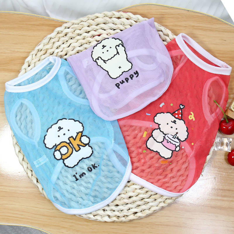Pet Clothes Original Fresh Cute Fashion Summer Thin Cat Dog Clothes Breathable Mesh Line Puppy re6Y