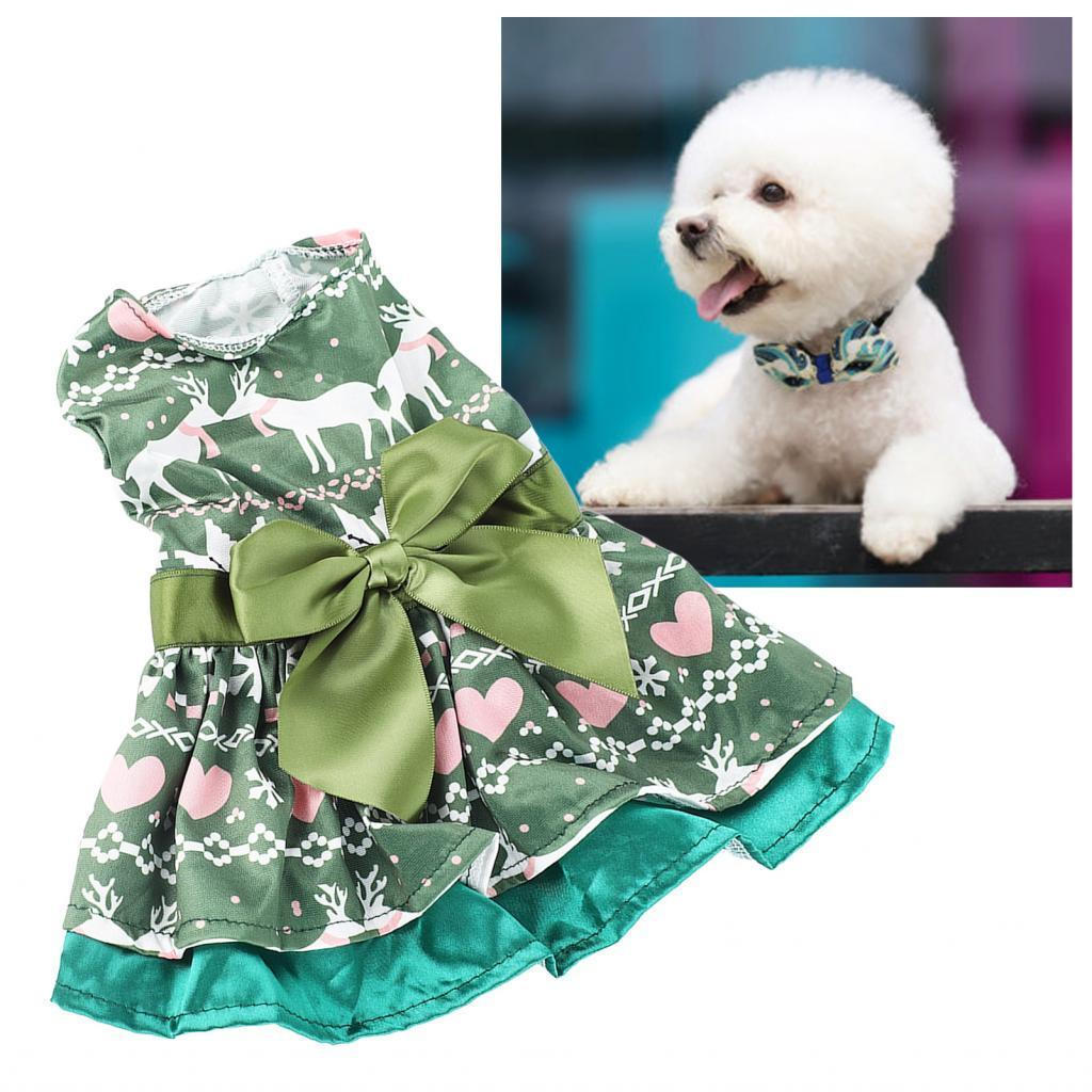hyhyhy Summer Puppy Dress  Christmas Theme Dog Soft and Breathable for Party (S)