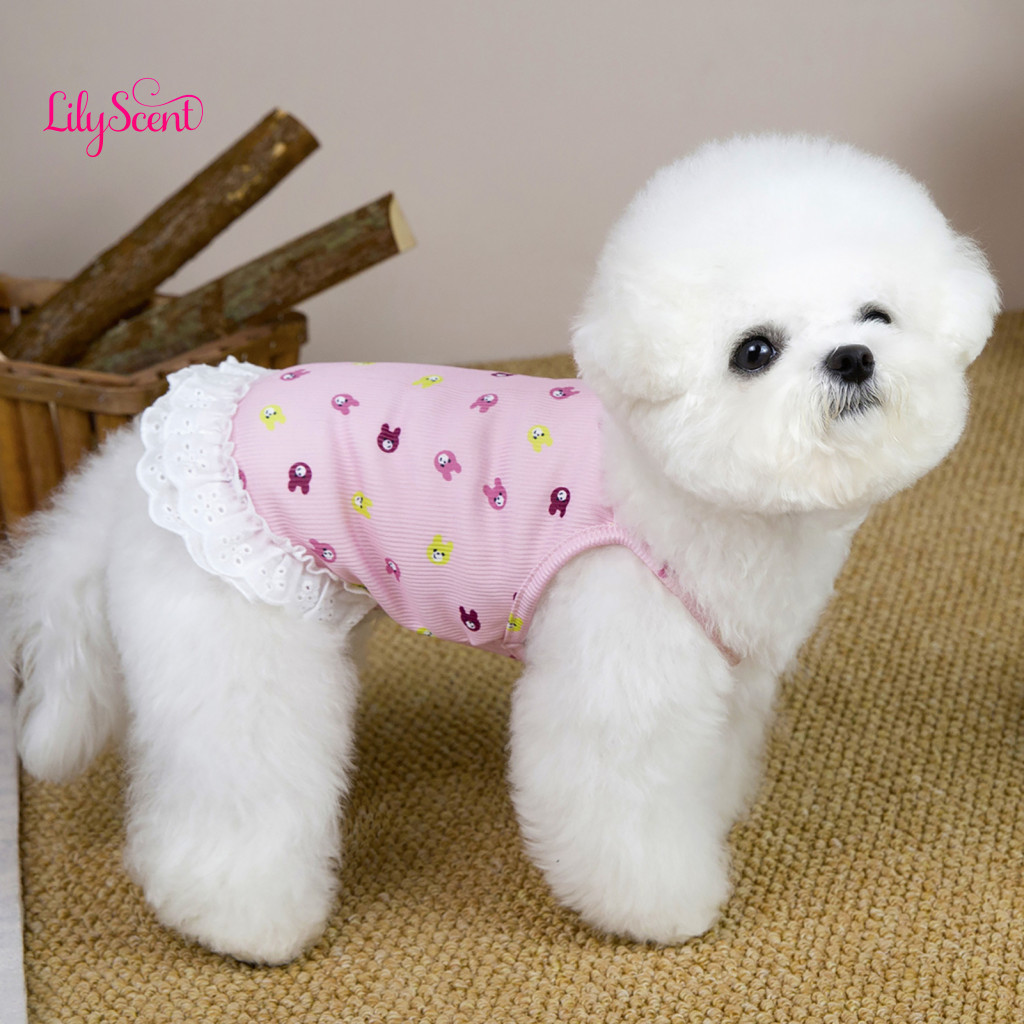 Refreshing Dog Shirt Summer Clothes Breathable Cute Small Dress for Lace Ruffle Trim Puppy Tutu Vest Soft Pet Outfit for