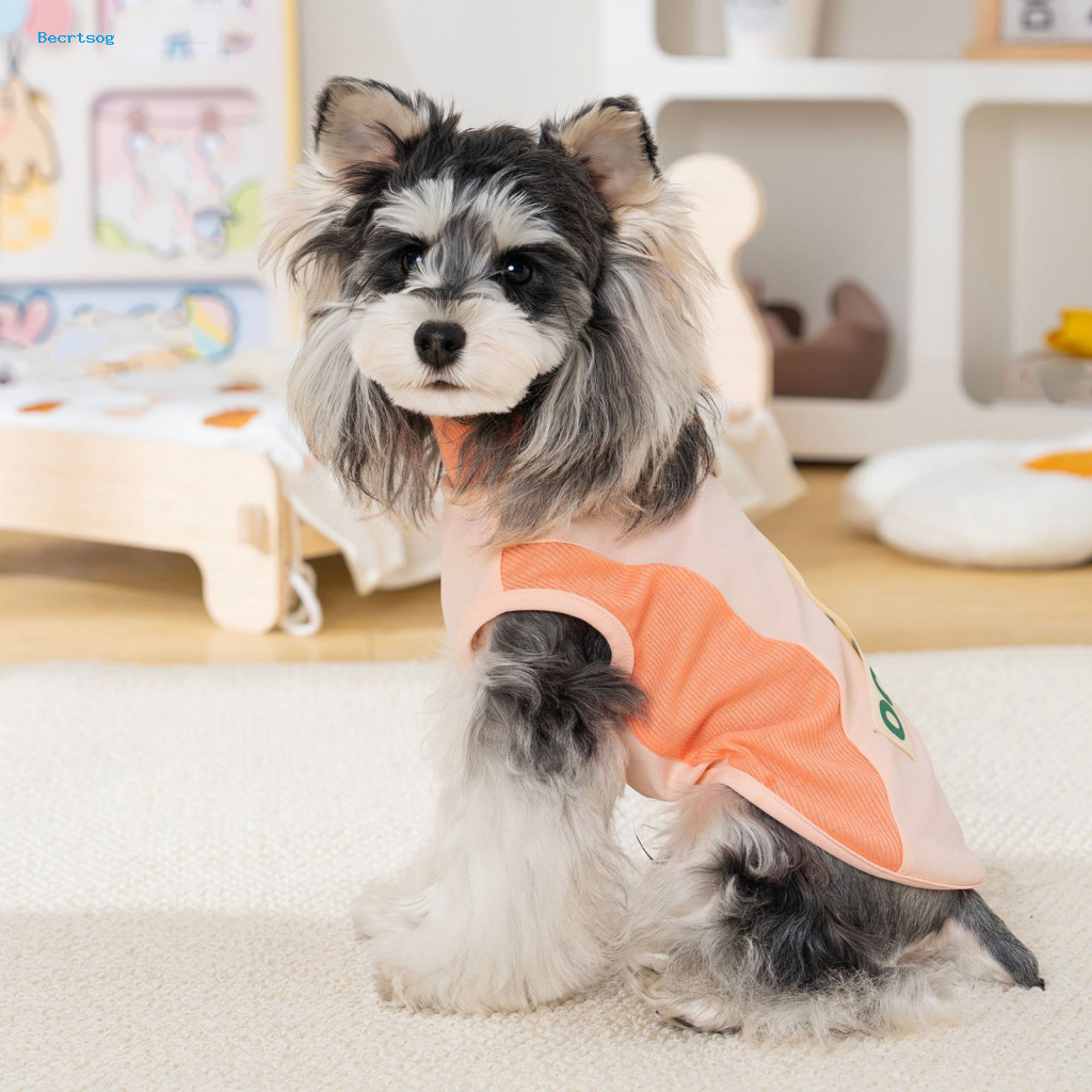 Pet Vest Breathable Dog Summer T-shirt with D-ring Color Block Puppy Lightweight Tee for Small Dogs – Comfortable and